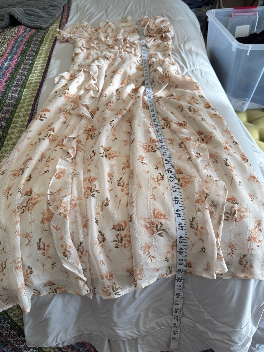 Storia Cream Floral Babydoll Midi Dress - Picture 6 of 8